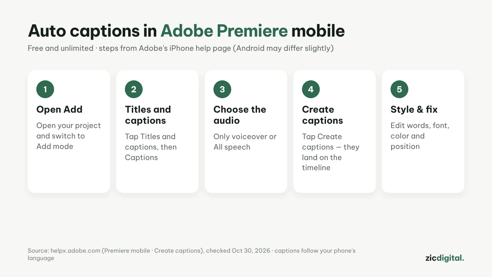 Auto-Untertitel in Adobe Premiere fürs Handy erstellen (kostenlos)